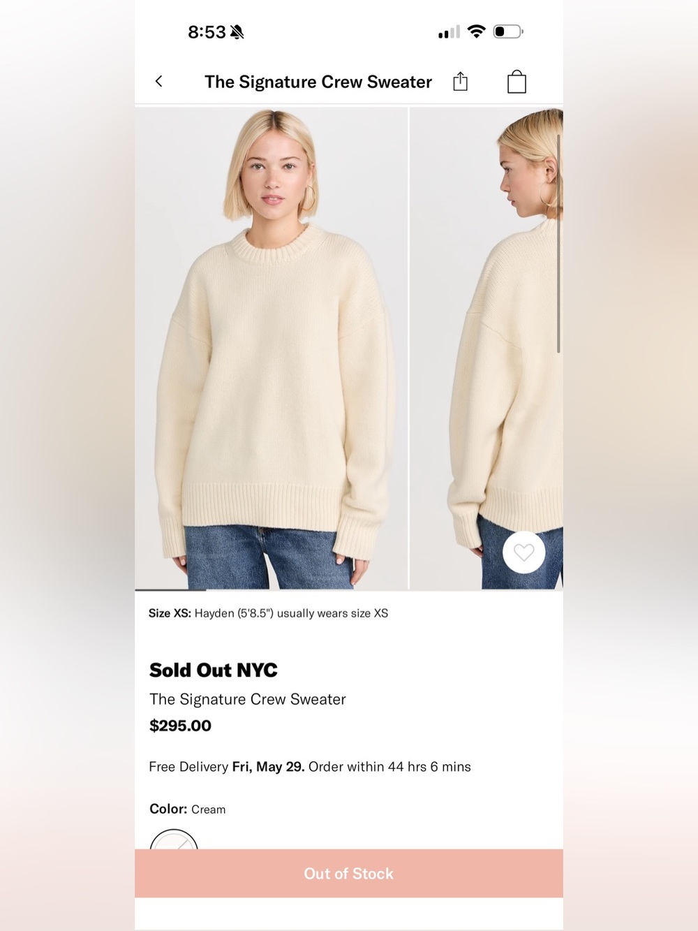 Sold Out NYC The Signature Crew Sweater Cream